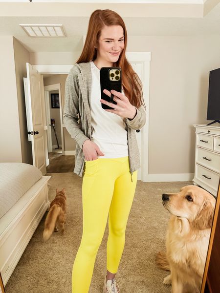 Neon yellow crossover leggings from Fabletics! Athleisure spring outfit 

#LTKunder100 #LTKSeasonal