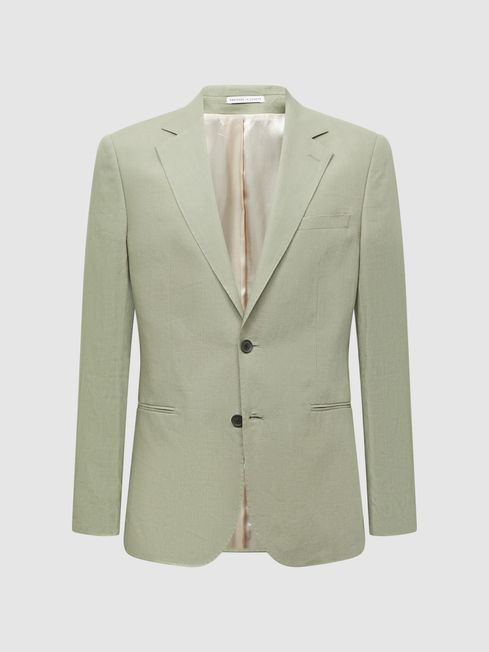 Reiss Soft Blue Kin Slim Fit Single Breasted Linen Blazer | Reiss UK