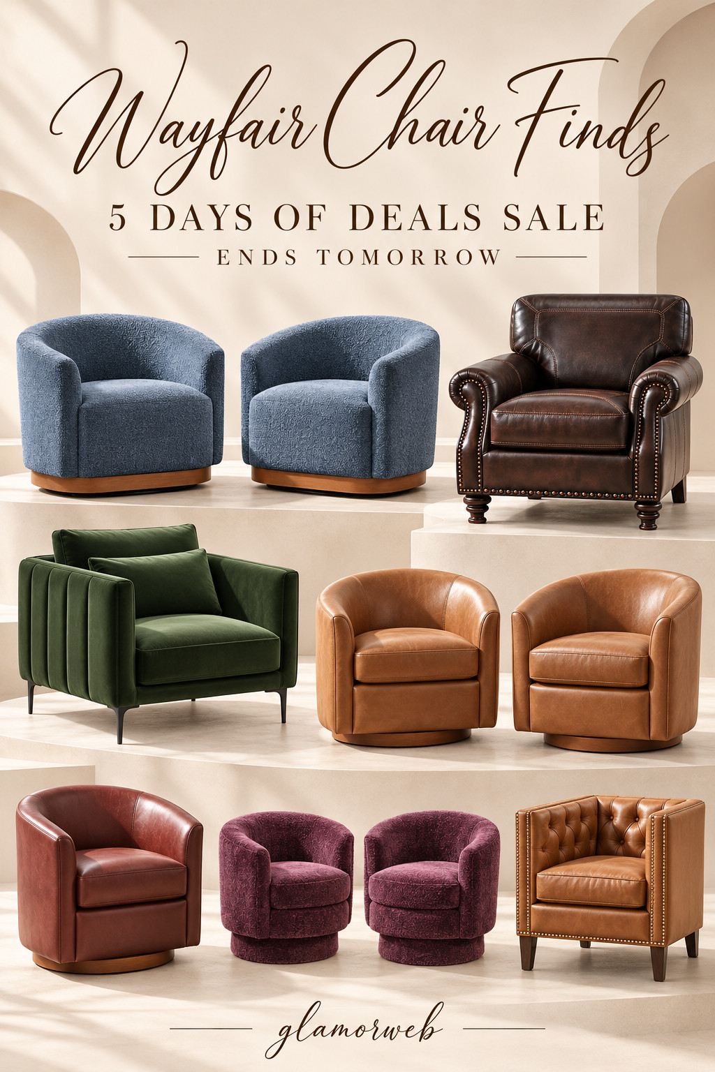 These Wayfair accent chairs are giving MAJOR designer home vibes! 🤎✨ From cozy boucle swivel chairs and gorgeous leather armchairs to plush velvet accent chairs, I'm seriously obsessed with these finds! Perfect for creating a luxury living room, cozy reading nook, or that Pinterest-worthy bedroom corner. Love how these statement chairs can make any space feel instantly more elevated and expensive-looking! 🛋️🤍 Wayfair's 5 Days of Deals Sale ENDS TOMORROW, so don't miss your chance to shop these beautiful furniture finds before the sale is over!

#WayfairFinds #WayfairSale #Wayfair5DaysOfDeals #WayfairFurniture #AccentChairs #SwivelChairs #BoucleAccentChair #LeatherAccentChair #VelvetAccentChair #BarrelChair #LivingRoomFurniture #LuxuryLivingRoom #CozyLivingRoom #DesignerLookForLess #FurnitureDeals #AccentChairSale #ModernHomeDecor #LivingRoomInspo #ReadingNookIdeas #CozyHomeFinds #HomeDecorDeals #FurnitureSale #LTKHome #LTKFinds #LTKSale #ShopLTK 

 #LTKSeasonal #LTKHome #LTKSaleAlert
