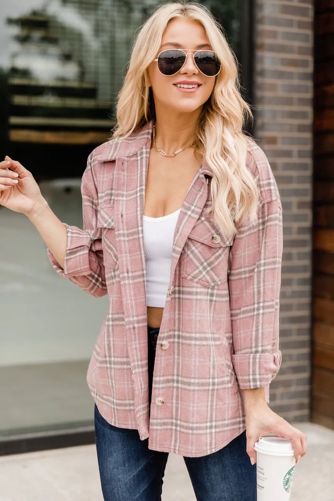 Hidden Shadows Pink Plaid Shacket | The Pink Lily Boutique