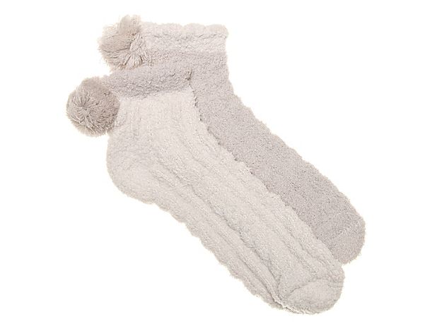 Lemon Pom Slipper Socks - 2 Pack - Women's - Off White/Grey | DSW
