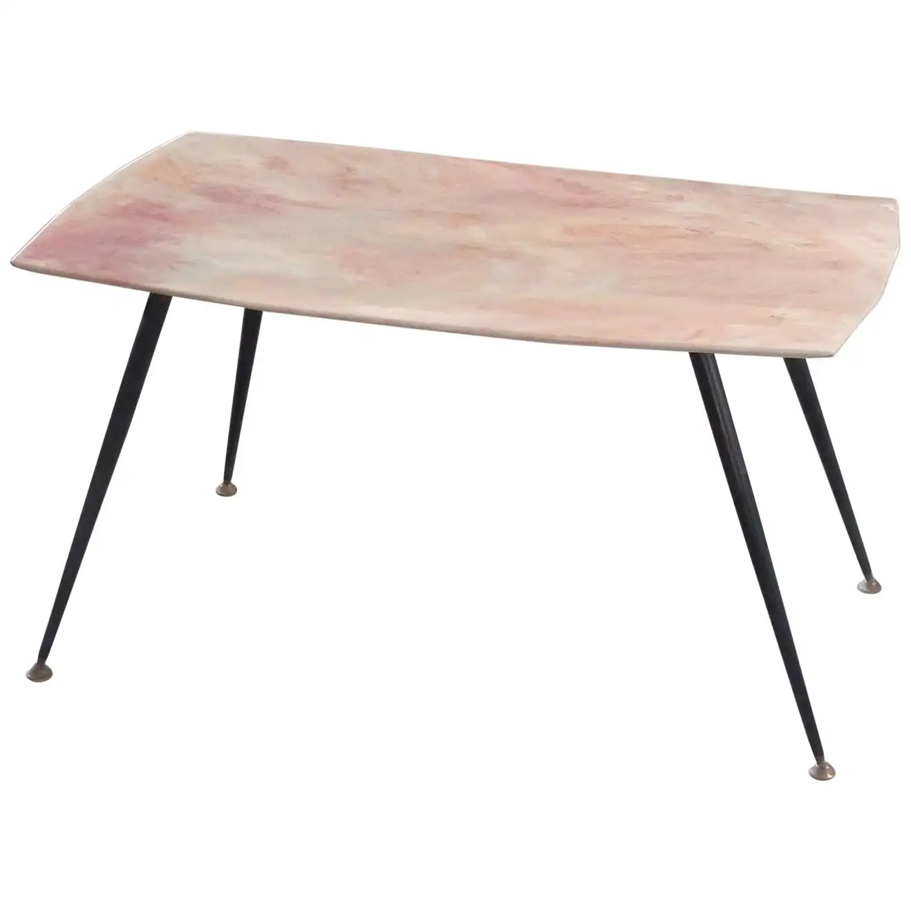 Italian Mid-Century Modern, Pink Marble Top Coffee Table in Marble, circa 1950 | 1stDibs