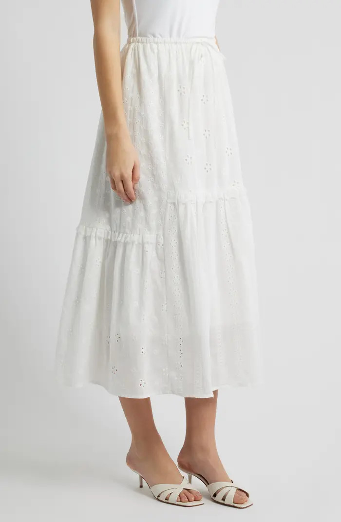 Ruffle Embroidered Eyelet Tiered Maxi Skirt | Nordstrom