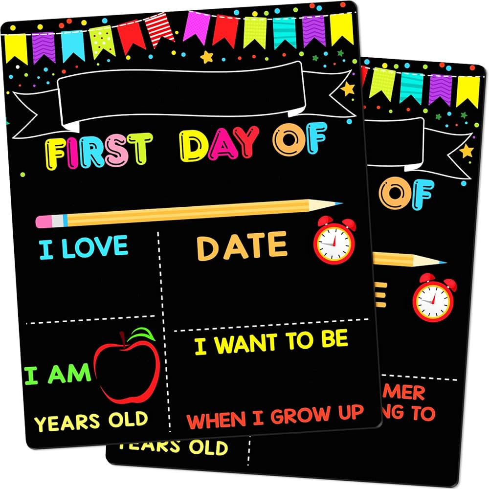 First & Last Day of School Board, 10 x 12 Inch Double Sided Back to School Sign for Kids/Girls/Bo... | Amazon (US)