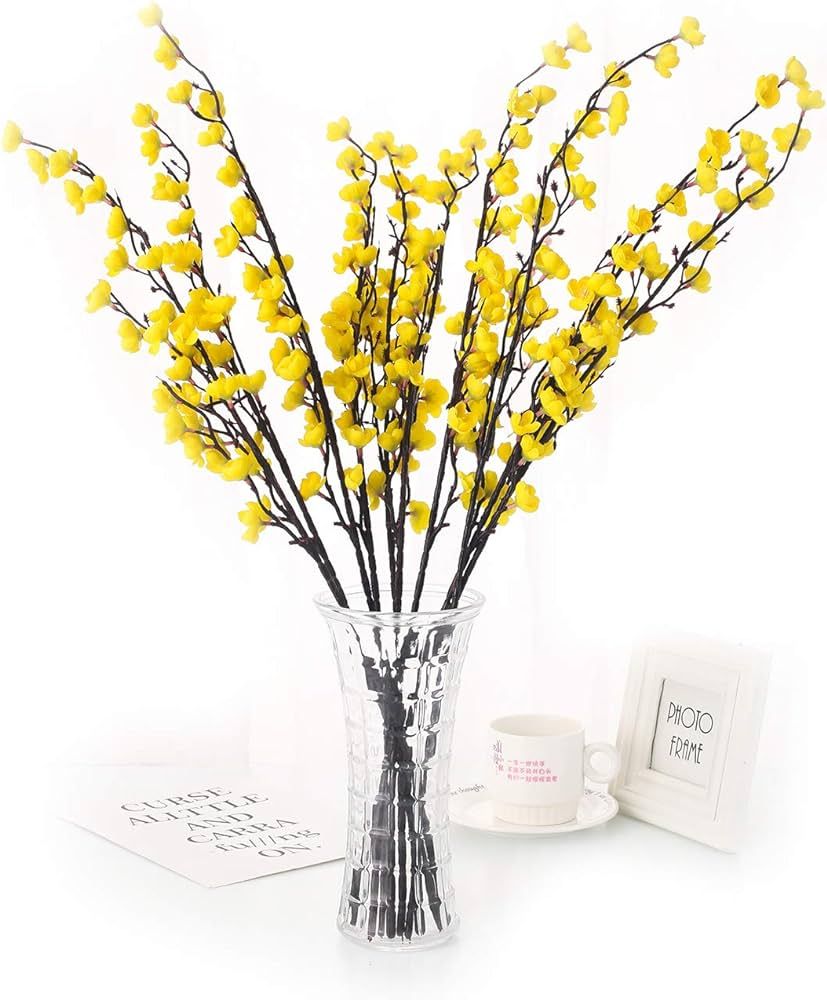 Charmly 5 Pcs Artificial Plum Blossom Fake Wintersweet Long Stem Plastic Flowers Home Hotel Office W | Amazon (US)