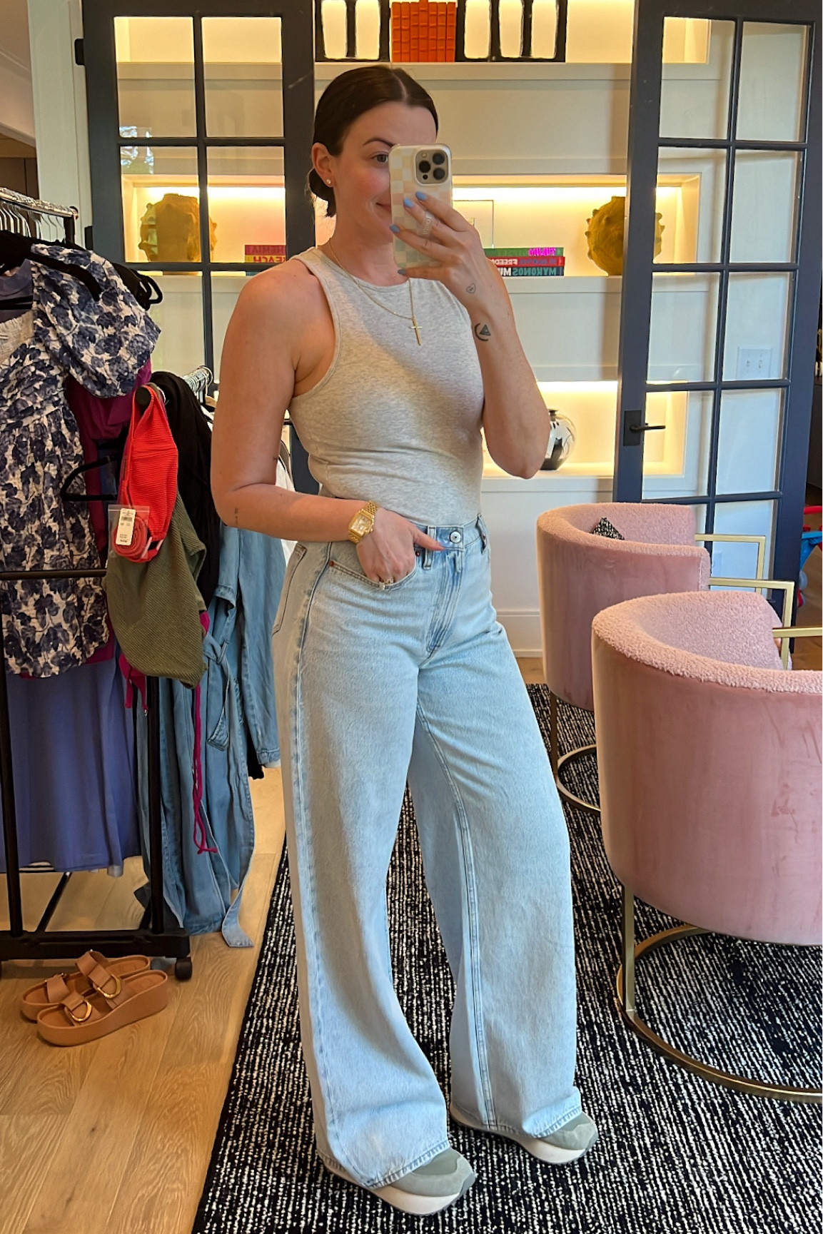 Loving the wide leg jean trend! These are so soft and comfy. I sized down one to a 27. Long length. Tank is a small! AFTIA for 20% off 

#LTKsalealert #LTKSeasonal #LTKstyletip