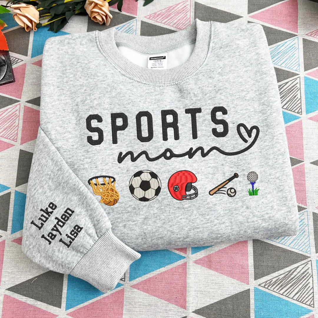 Custom Sport Mom Embroidered Sweatshirt: Personalized Baseball, Basketball, Football Crewneck - E... | Etsy (US)