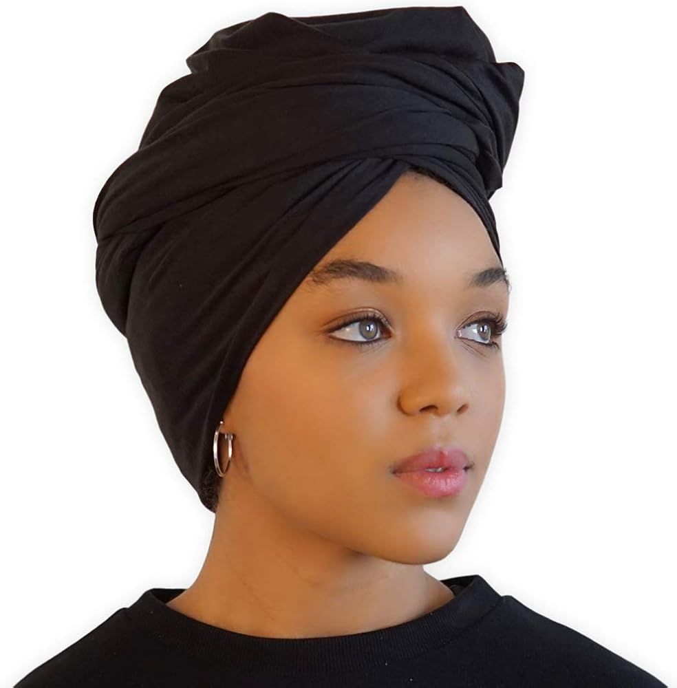 Head Wraps for Women - African Hair Scarf & Stretch Jersey - Long, Soft & Breathable Turban Tie U... | Amazon (US)