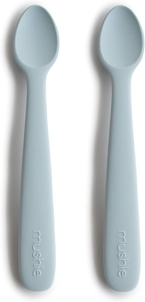 mushie Silicone Baby Feeding Spoons | 2 Pack (Powder Blue) | Amazon (US)
