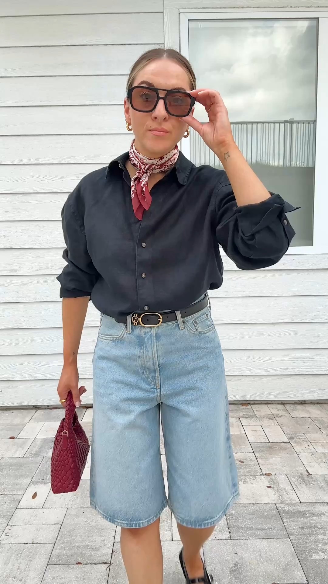 Linen shirt & denim Bermuda shorts for a basketball game tonight! 

Shirt: small
Shorts: 24 (I sized down) 

#LTKsale #LTKsummer #LTKspring
