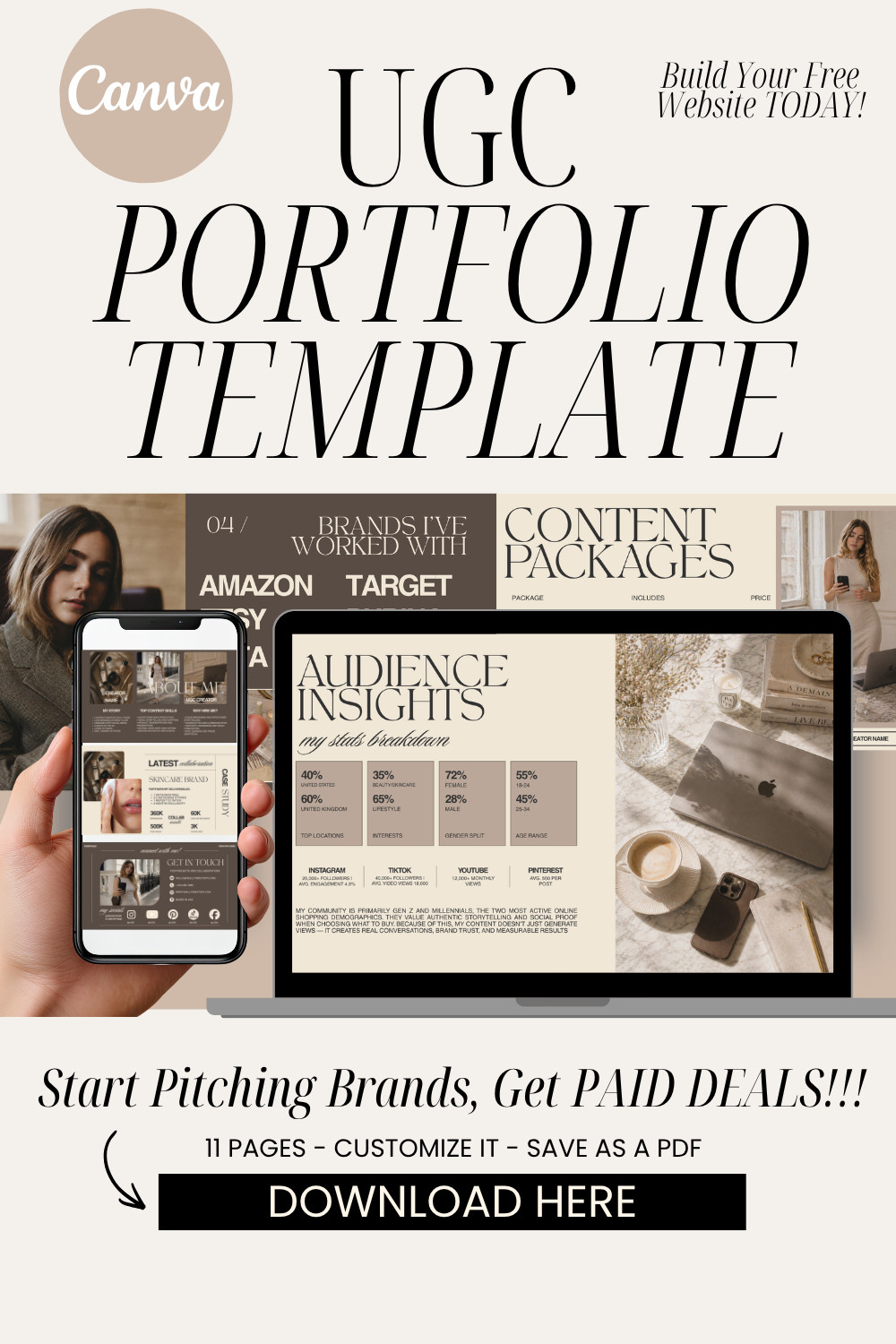 Turn your content creator brand into a polished, elevated portfolio ✨ This Canva website template is perfect for UGC creators, influencers, social media managers, and freelancers looking to pitch brands professionally without spending hours designing from scratch.

Includes sections for your services, rates, portfolio examples, analytics, testimonials & more 🤍 Easy to customize in Canva and perfect for building your creator business in a way that feels aesthetic *and* strategic.

If you’ve been wanting to start pitching brands, this is your sign 👀

UGC creator portfolio template, Canva website template, influencer media kit, content creator portfolio, social media manager template, Etsy digital download, creator business tools, brand pitch template, UGC portfolio website, creator portfolio inspiration
 

 #LTKgrwm #LTKstorytime #LTKvlog
