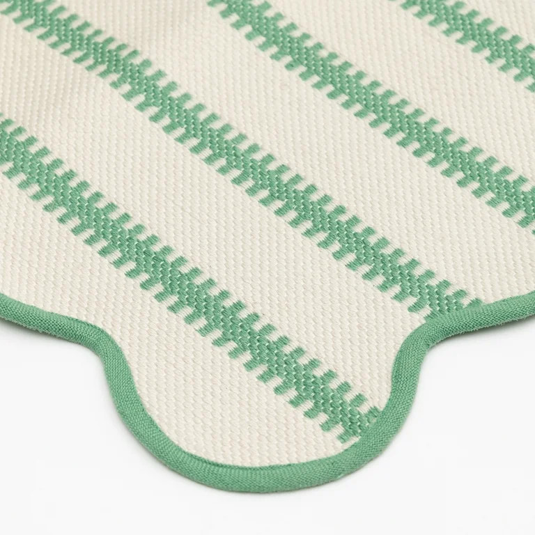 Mainstays by Becky G. & Alejandra Polyester Scallop Layering Rug, Green Stripe, 24" x 36" | Walmart (US)