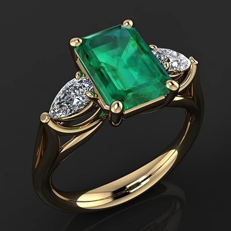 Koguxuix Fashion Jewelry Elegant Women 18k Gold Filled Square Cut Emerald Gemstone Birthstone Wed... | Amazon (US)