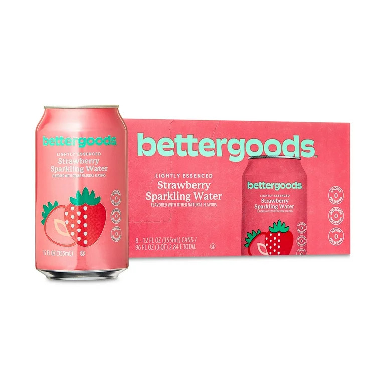bettergoods Strawberry Flavored Sparkling Water, 12 fl oz, 8 Cans | Walmart (US)