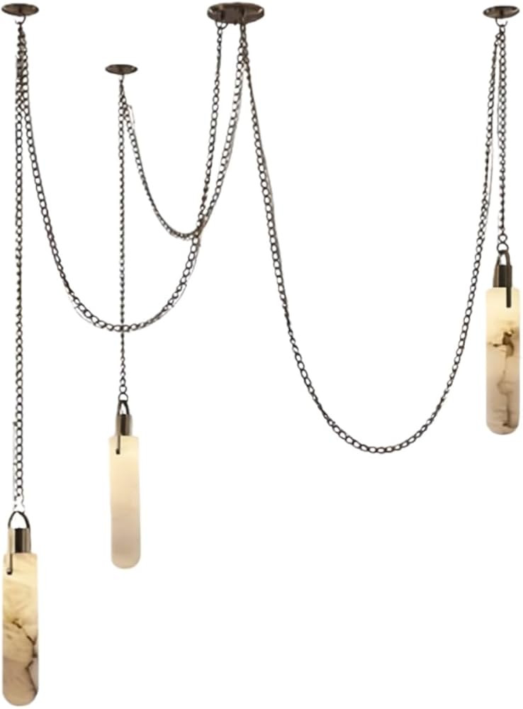 RUIBO Alabaster 3 Light LED Multi-Drop Hanging Pendant Lighting,Cylinder Natural Marble Multi Lig... | Amazon (US)