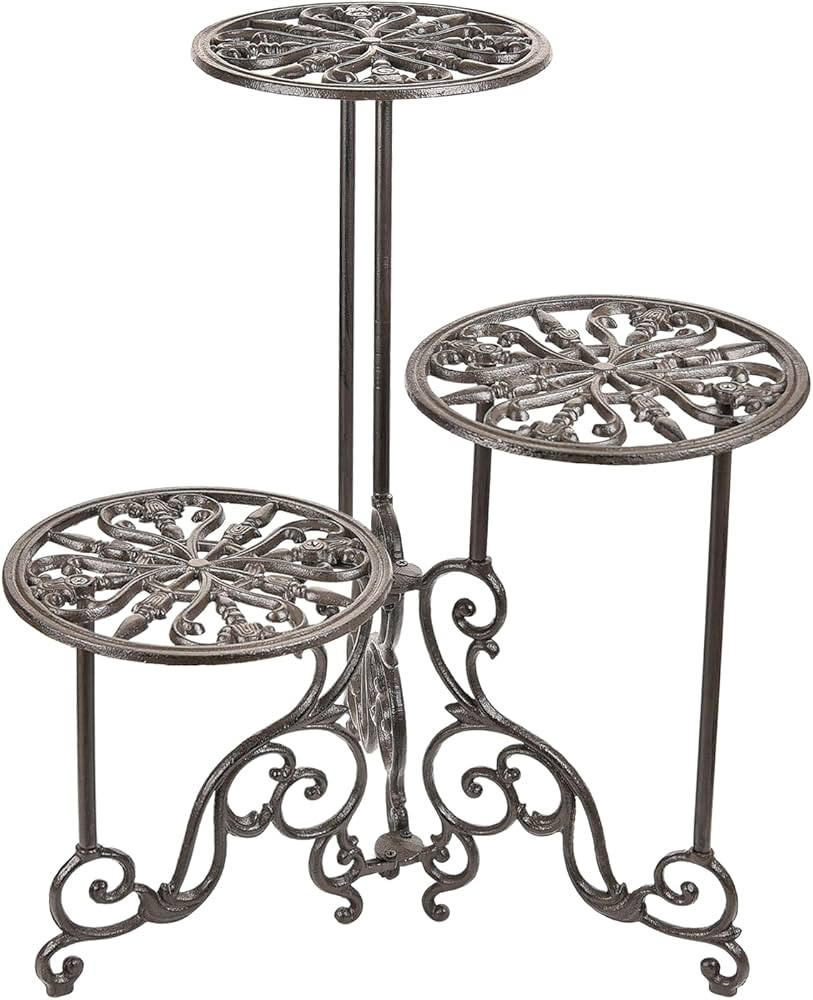Sungmor Heavy Duty Cast Iron Plant stand, 3 Tier Foldable Metal Plant Shelf, 24in Tall Vintage Fl... | Amazon (US)