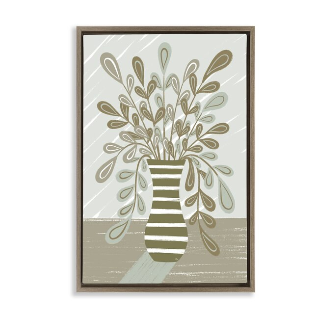 Stupell Industries  Muted Minimal Foliage Bouquet Brown Framed Floater Canvas Wall Art By Martina... | Lowe's