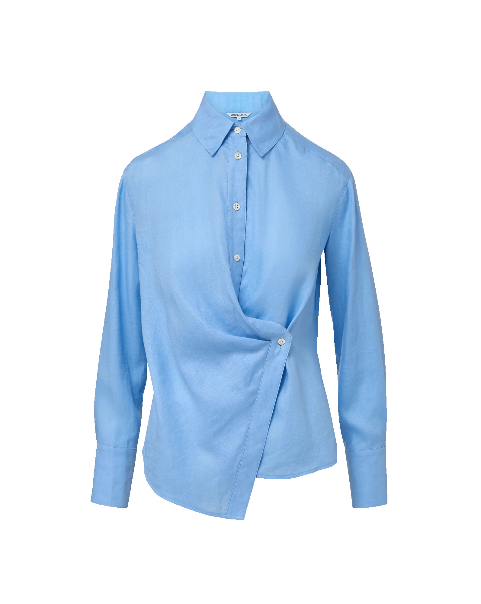Perezzi Linen Button-Down Shirt in Blue Jay | Veronica Beard | Veronica Beard