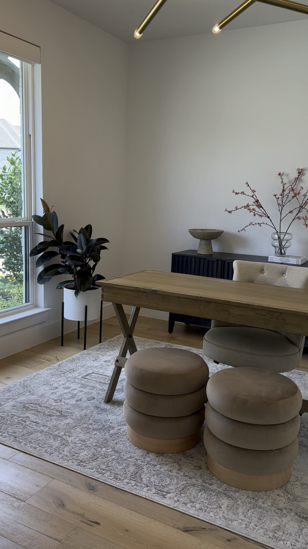 Office decor, modern planter on stand, ottoman, oak desk, affordable desk, black cabinet, target finds, studio McGee, office cabinet, modern cabinet, glass vase, modern vase, faux stem, loloi rug

#LTKhome #LTKstyletip #LTKFind