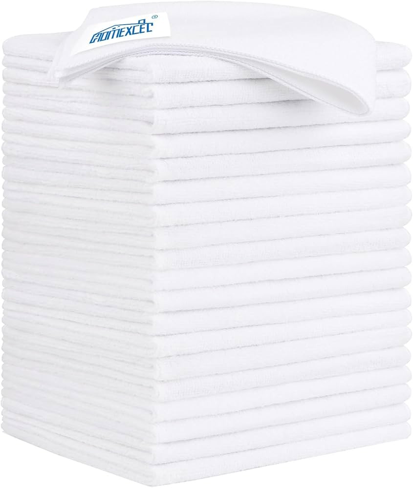 HOMEXCEL White Microfiber Cleaning Cloth 20 Pack 11.5 x 11.5 inch Microfiber Towels for Cars Ultr... | Amazon (US)