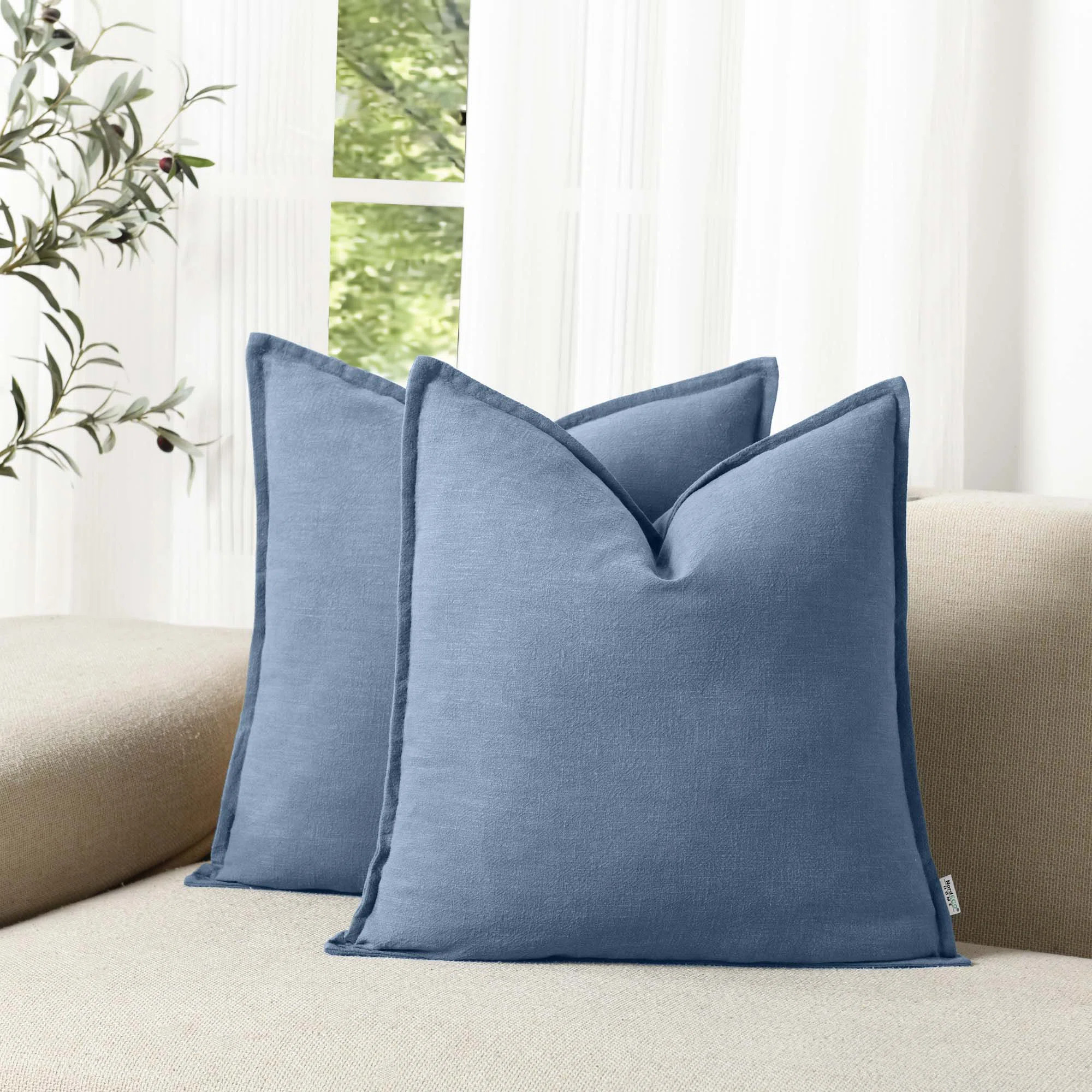 Boho Farmhouse Pillow Cover Soft Boho Farmhouse Washed Linen Textured Cotton Throw Pillow Covers ... | Wayfair North America