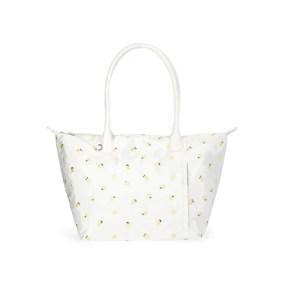 No Boundaries Women's Tote Bag, White with Lemon Embroidery | Walmart (US)