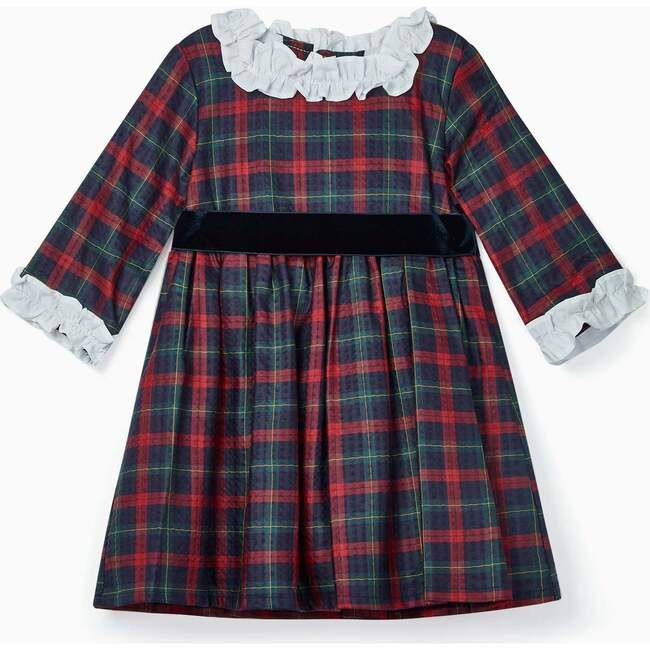 La Coqueta | Silas Dress, (Navy Blue Tartan, Size 10Y) | Maisonette | Maisonette
