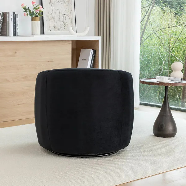SEYNAR Modern Glam Velvet Upholstered 360 Degree Swivel Accent Armchair - Black | Bed Bath & Beyond