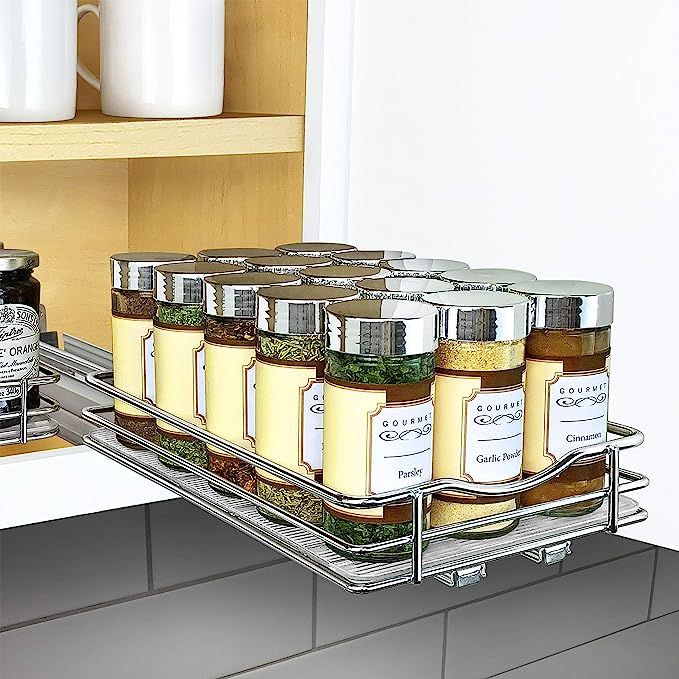 Lynk Professional 430621DS Slide Out Spice Rack Kitchen Upper Cabinet Organizer, 6" Single, Chrom... | Amazon (US)