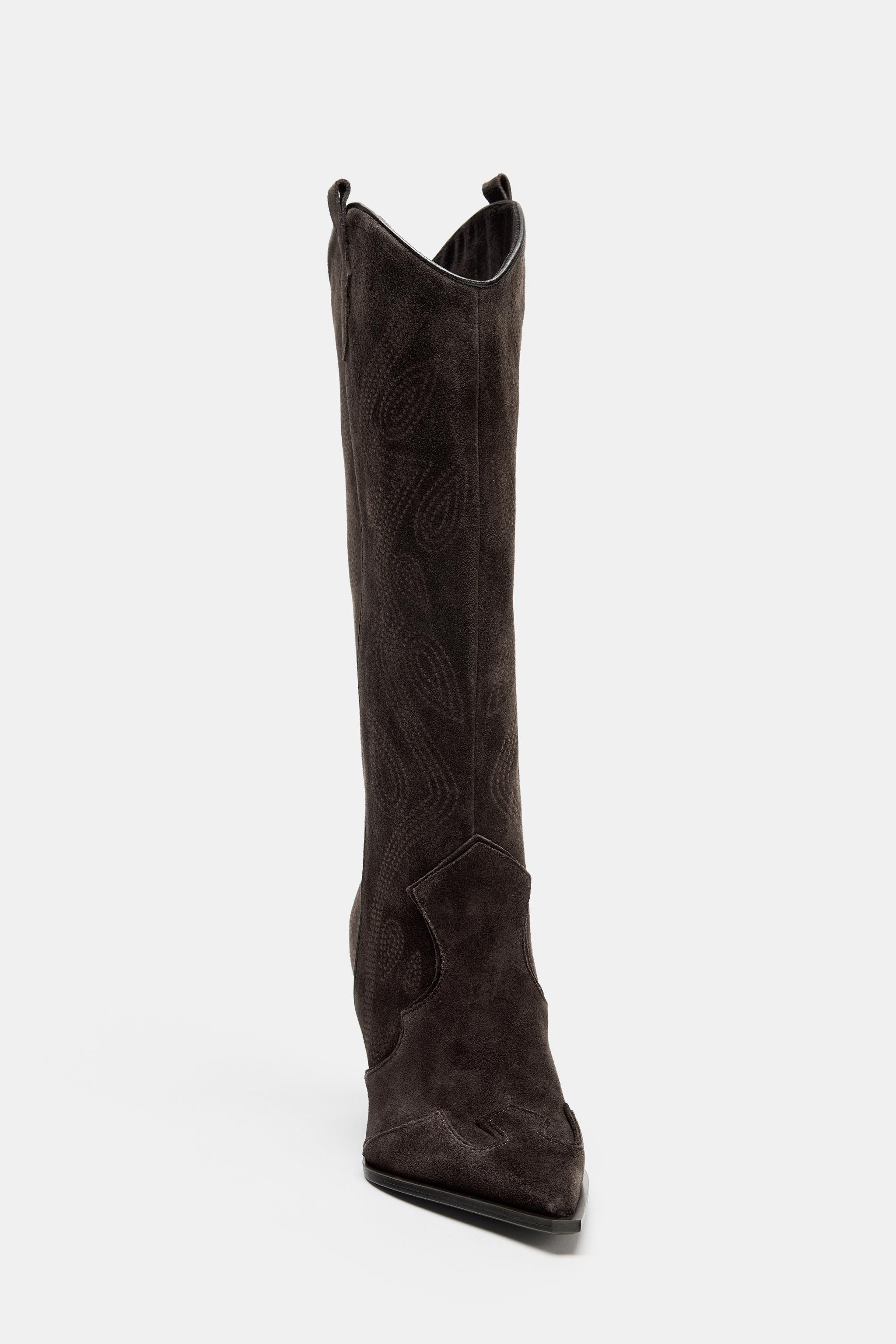 SPLIT LEATHER HEELED BOOTS | Zara DE