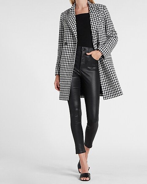 Houndstooth Boucle Double Breasted Car Coat | Express