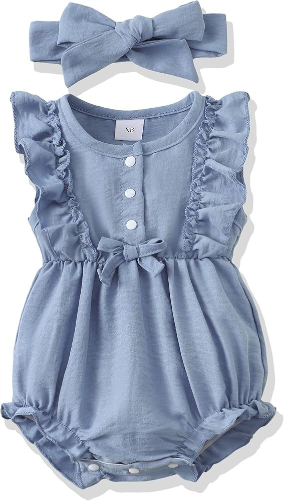 Renotemy Newborn Infant Baby Girl Clothes Rompers Summer Jumpsuits Short Sleeve Romper Infant Bab... | Amazon (US)