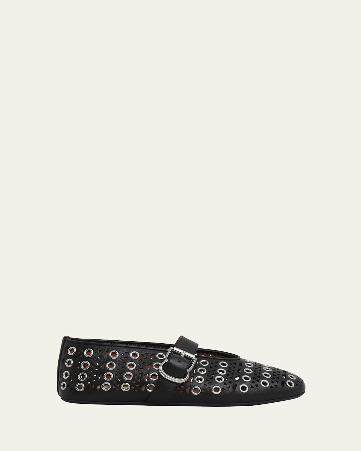 Vienne Buckle Eyelet & Laser-Cut Leather Ballet Flats | Bergdorf Goodman