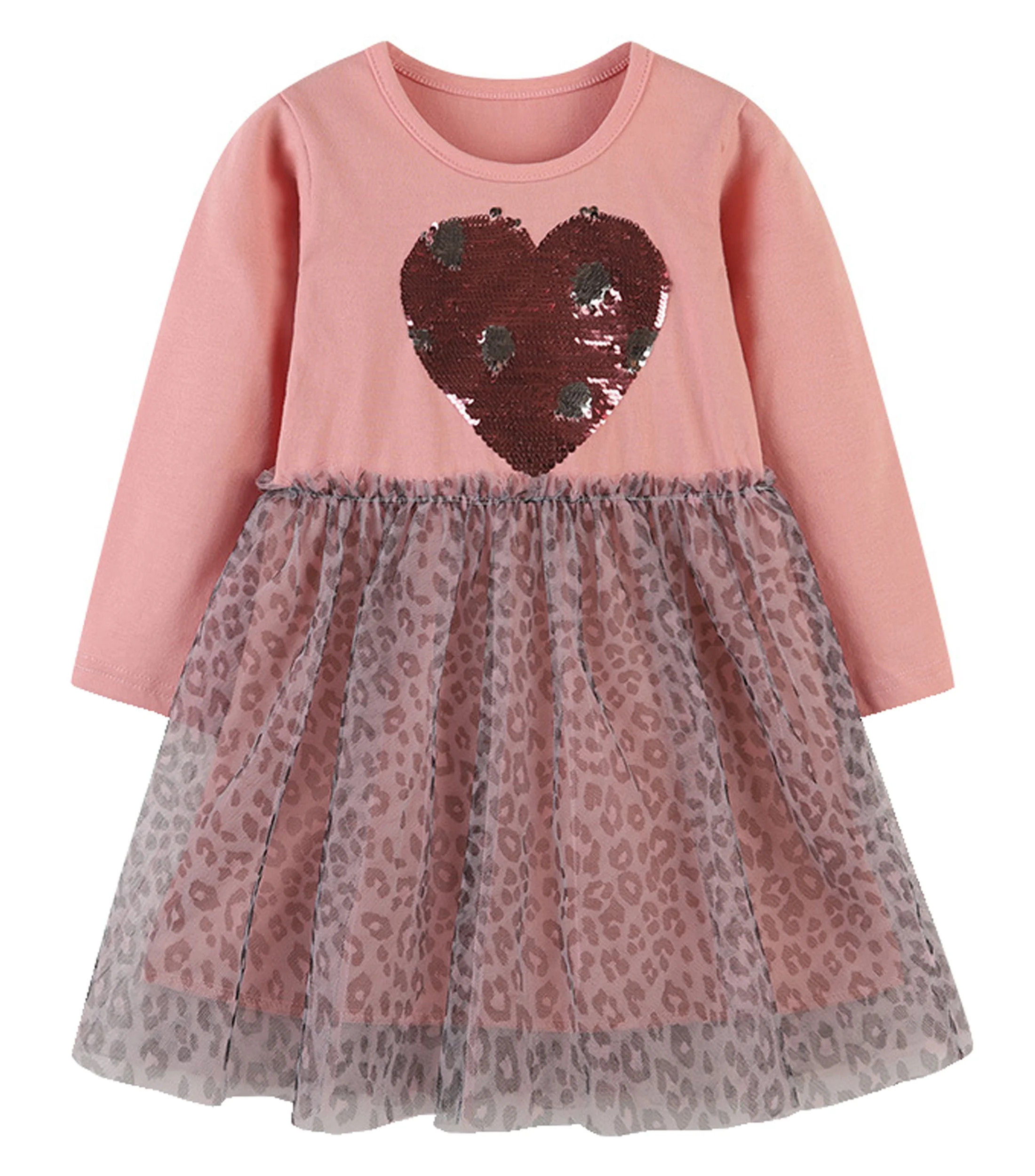 Aolyty Toddler Girls Dress Long Sleeve Sequin Heart Casual Dresses 2T - Walmart.com | Walmart (US)