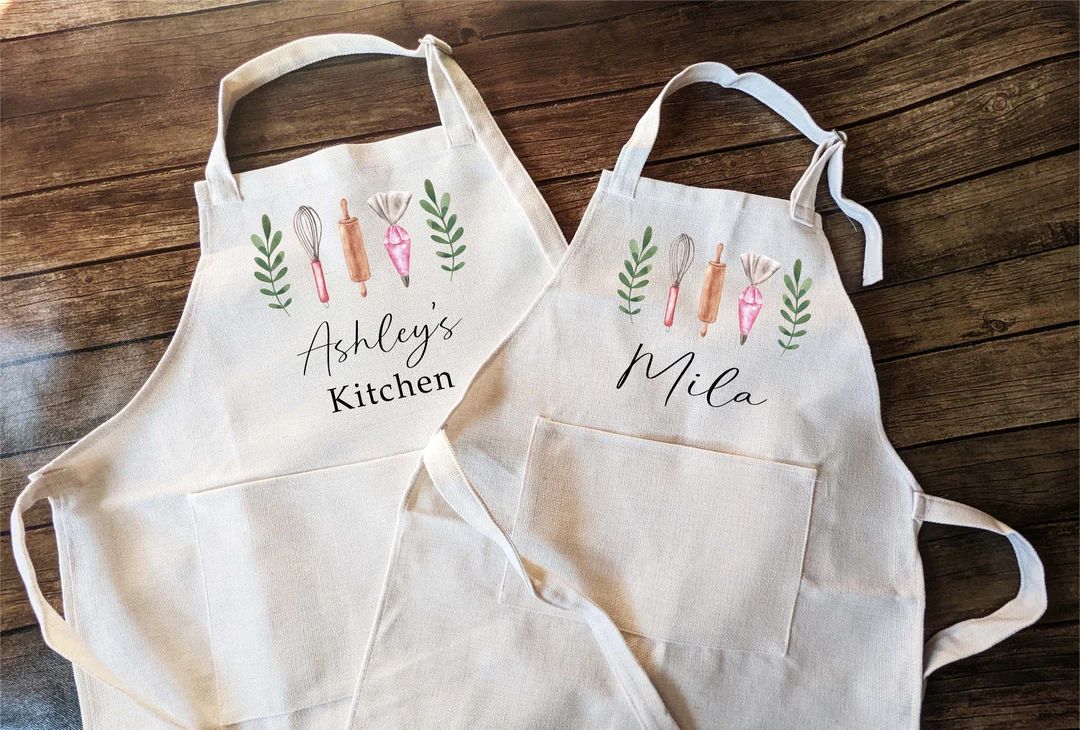 Personalized Aprons Adult and Kids Mommy Daughter Matching - Etsy | Etsy (US)