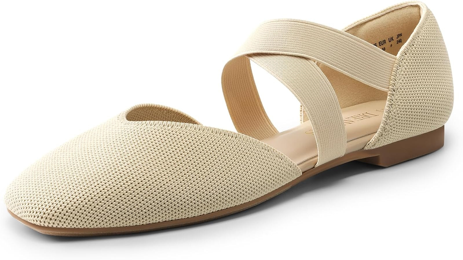 DREAM PAIRS Women's Spuare Toe Ankle Strap Ballet Flats, Breathable High Stretch Knitted Fabric -... | Amazon (US)