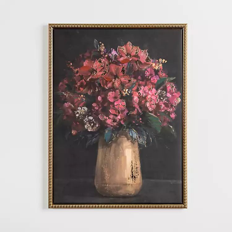 Pink Floral & Embossed Gold Framed Art Print | Kirkland's Home