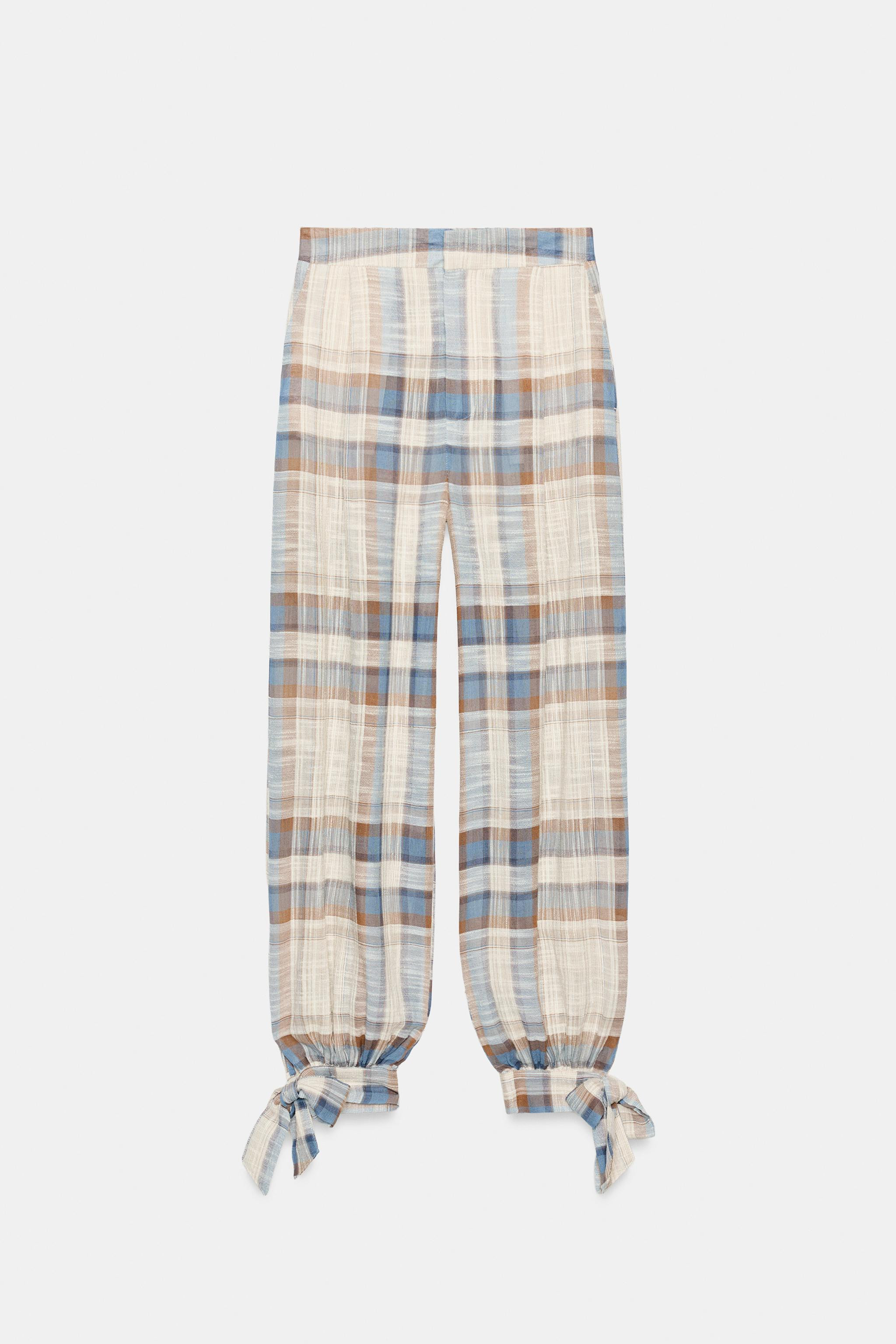 PLAID BOW BALLOON PANTS | Zara US
