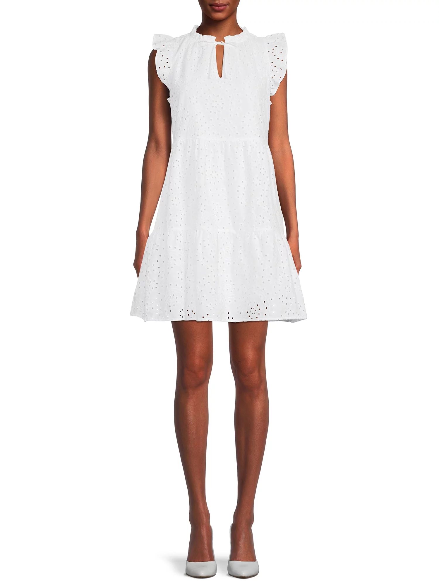 Time and Tru Woven Flutter Sleeve Dress for Women - Walmart.com | Walmart (US)