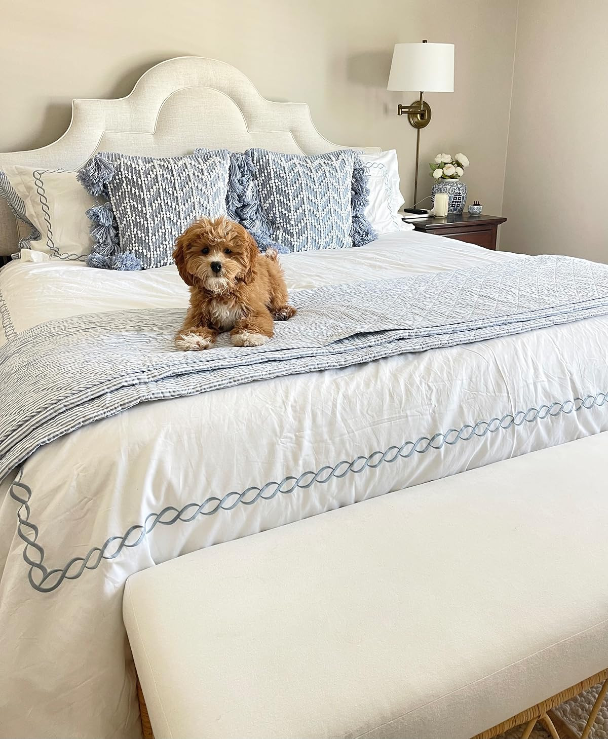 Laura Ashley - Quilt Set, Super Soft Bedding with Matching Sham, Casual Home Decor (Oxford Stripe Blue, King) | Amazon (US)