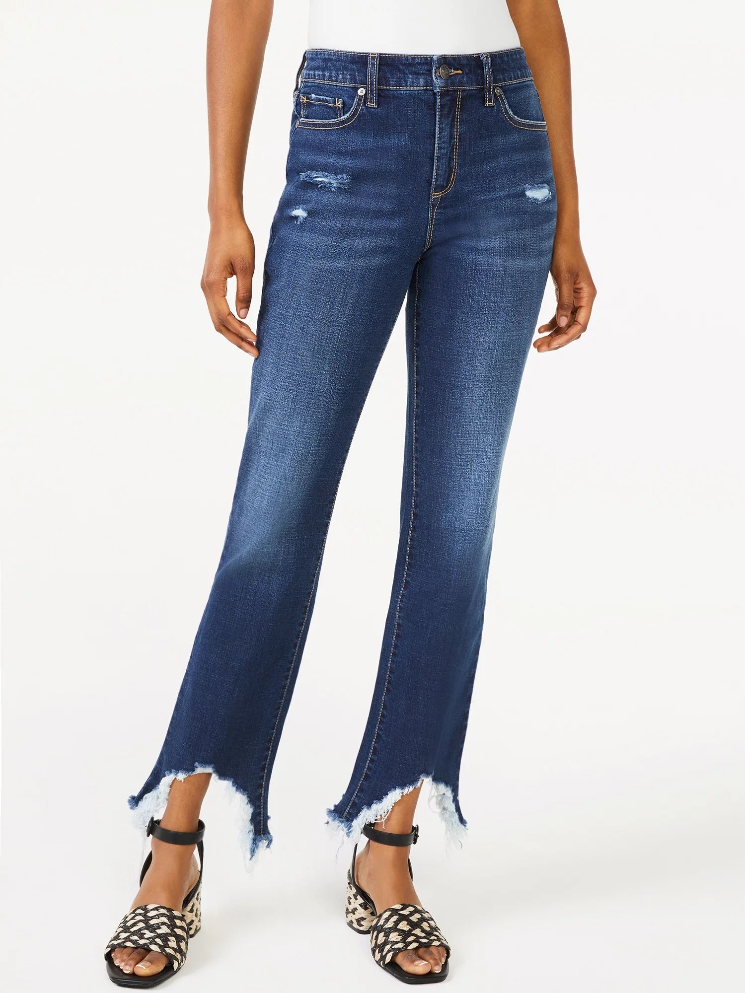 Scoop Women's Crop Flare Jeans with Sharkbite Hem | Walmart (US)
