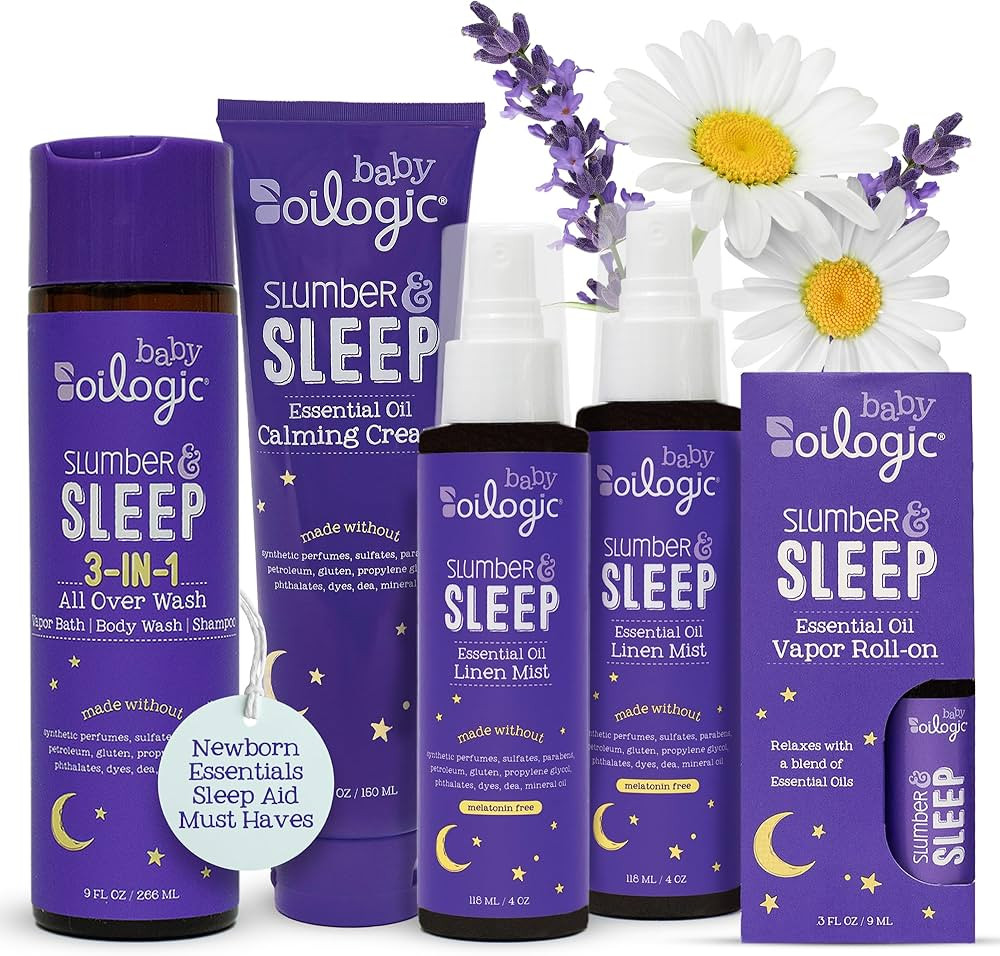 Oilogic Slumber & Sleep Bath Baby Essentials Gift Set - Includes All Over Wash, Calming Cream, Sl... | Amazon (US)