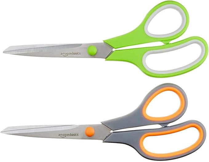 Amazon Basics Stainless Steel Scissors for Office, Crafts, Multipurpose, Sharp, Comfort Grip, PVD... | Amazon (US)