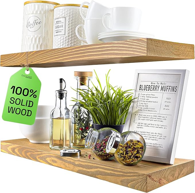 BAOBAB WORKSHOP Natural Wood Floating Shelves for Wall 24 inch - Floating Wall Shelves for Kitche... | Amazon (US)