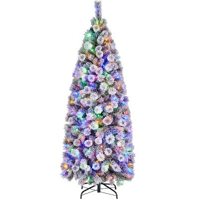 Yaheetech 6ft Pre-lit Snow Flocked Christmas Tree with Colorful LED Lights | Target