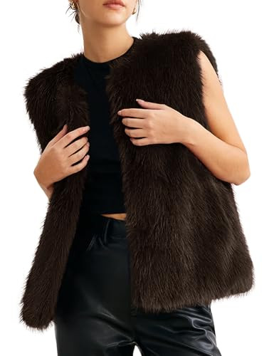 Flygo Faux Fur Vest Women Sleeveless Faux Fur Jacket Furry Open Front Cardigan Top Fluffy Winter ... | Amazon (US)