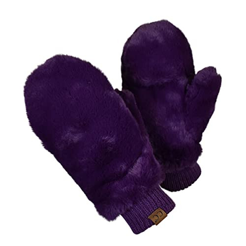 C.C Women's Faux Fur Wrist Length Fingerless Sherpa Lined Convertible Mittens Gloves | Amazon (US)