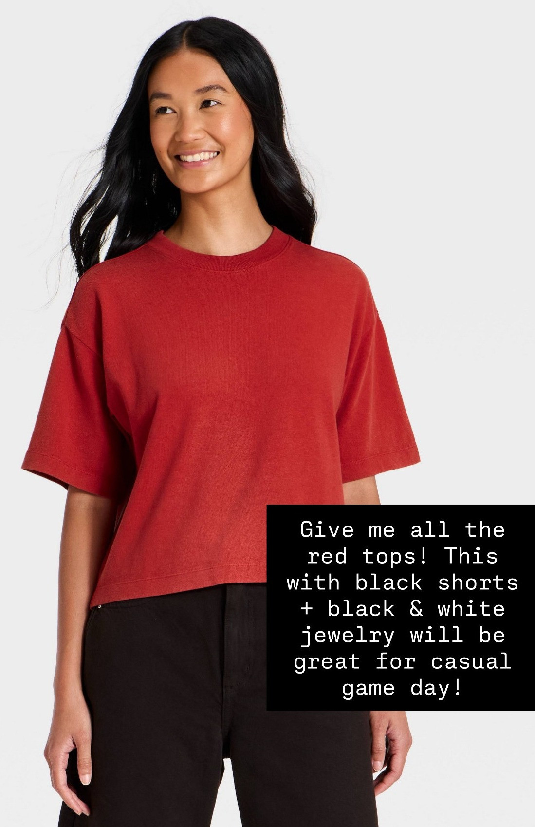 Love a good basic tee, and especially this red one for football season! I can easily style this with black shorts and some black and white accessories for a casual game day look!

Loverly Grey, georgia game day, basic tee, red t-shirt, fall outfit inspo, Target, new arrivals 

 #LTKSeasonal