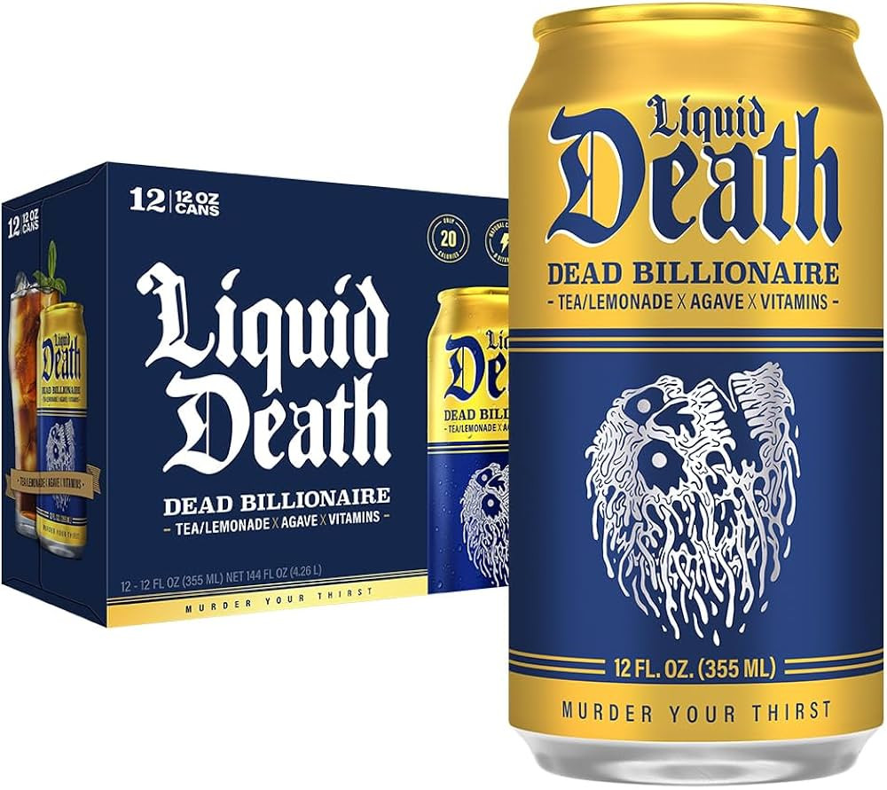 Liquid Death, Dead Billionaire Iced Tea, 12-Pack (12 oz Cans), Half Lemonade Half Black Tea, Low ... | Amazon (US)