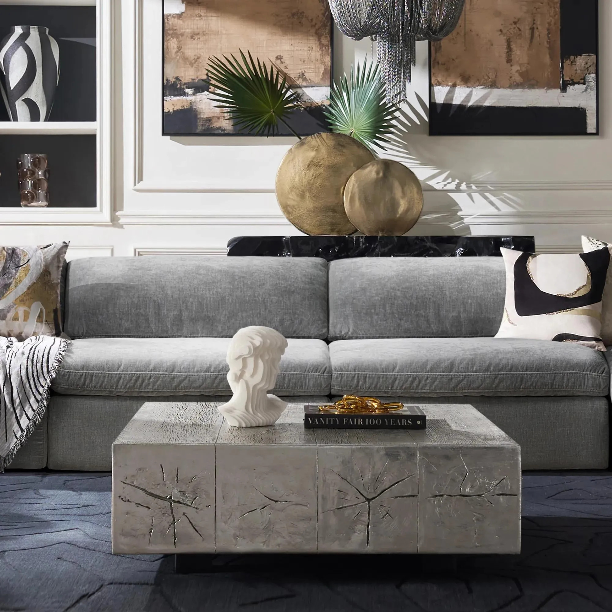 Timber Coffee Table | Silver | Coffee Tables | Z Gallerie | 44"W x 44"D x 14.75"H | resin | Z Gallerie